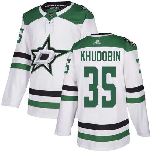 Men%27s Dallas Stars #35 Anton Khudobin White Stitched NHL Jersey Dzhi